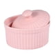 thumbnail image 5 of EeaseMX Recipiente de cerámica para hornear, resistente al calor, para pudín, gelatina, postre, tazón pequeño con tapa para cocina casera (rosa), 5 of 7