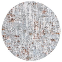 SAFAVIEH Toscana Shelton Abstract Polyester Area Rug, Ivory/Grey, 6'7" x 6'7" Round