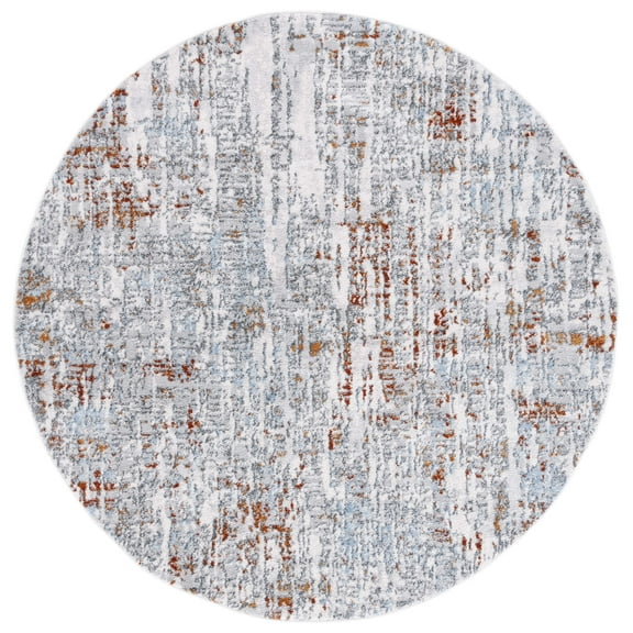 SAFAVIEH Toscana Shelton Abstract Polyester Area Rug, Ivory/Grey, 6'7" x 6'7" Round