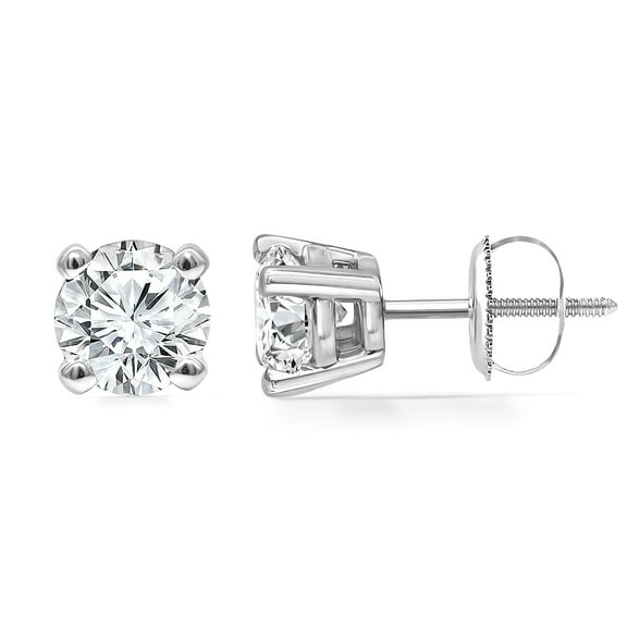 14KT 3CTTW Lab Grown Diamond Round Stud Earrings