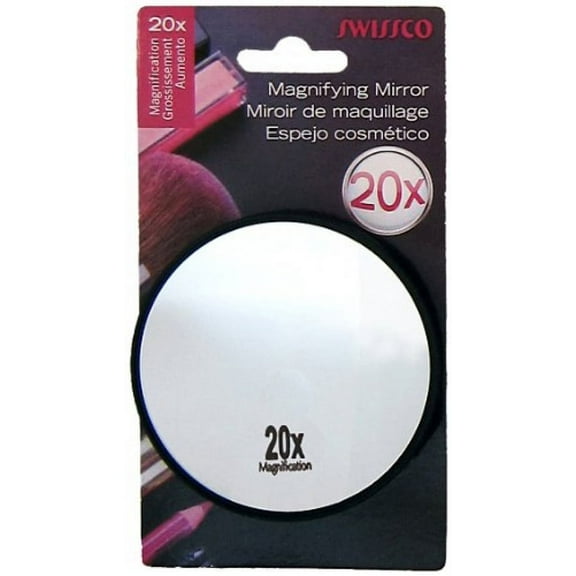 Swissco suction cup mirror. 20x magnification, 3 1/2'' diameter Colors May Vary