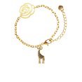 thumbnail image 2 of Delight Jewelry Goldtone Brown Giraffe Gold-tone Flower Link Chain Bracelet, 6.75"+2" Extender, 2 of 4