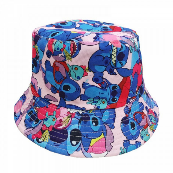 Cartoon Stitch Fishman Bucket Hat, Foldable Sunshade Hat for Adults & Kids (55-60cm), Perfect Gift