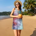 thumbnail image 3 of Disketp Colorful Abstract Waves para Vestido sin Mangas para Mujeres, Vestidos de Verano para Mujeres, Casual y Holgado para la Playa, 3 of 7