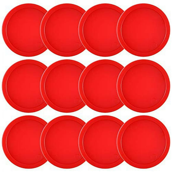 Coopay 12 Pcs Rondelles de Hockey sur Air à Domicile 2,5 Pouces Rondelles de Remplacement Lourdes pour Tables de Jeu Accessoires d'Équipement, 12 Grammes (Rouge)