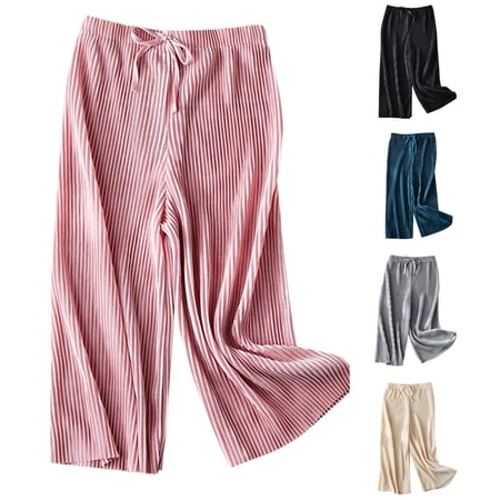 WDDDD Girls Wide Elastic Straight Leg Loose Lightweight Trousers Pink 8-9 Years