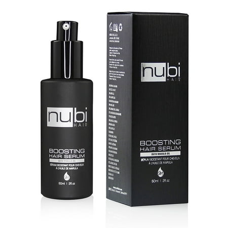 Nubi Boosting Hair Serum with Marula Oil, Vitamin E and Aloe Vera, 2 Oz/ 60 Ml - From Dull  and Frizzy Hair into soft and