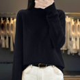 thumbnail image 2 of EDFBUYKRS Female Sweaters Women's Turtleneck Oversized Sweaters Batwing Long Sleeve Pullover Loose Knit Fall Sweater Xl, 2 of 3
