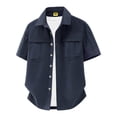 thumbnail image 2 of Kalauyu Men's Button Down Shirts Short Sleeve Cotton Shirts with Double Chest Pocket Lightweight Casual Outdoor Work Solid Color Cargo Tops, 2 of 5