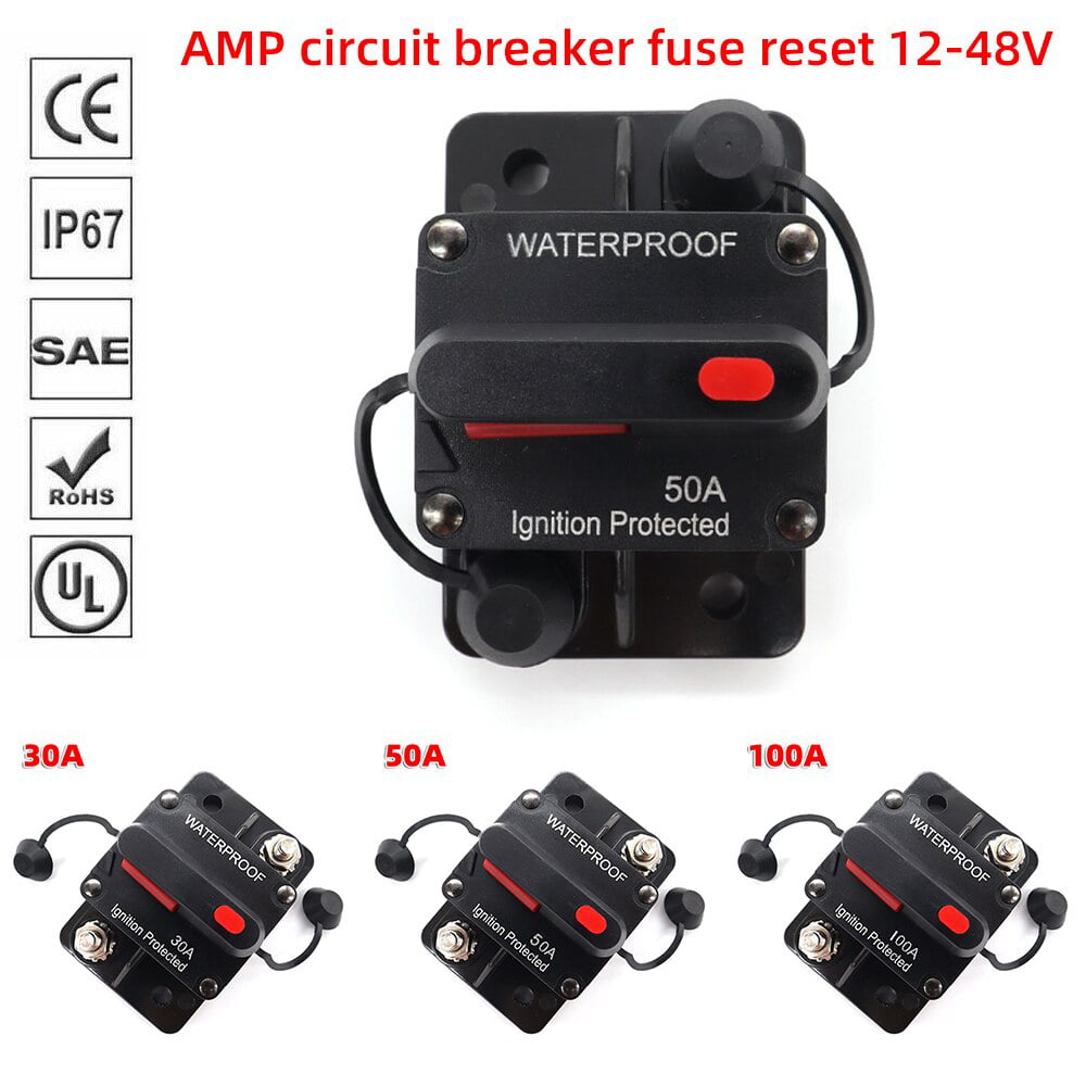 300 Amp Circuit Breaker Home Solar System Marine Boat Trolling Motor Truck Ancable Waterproof Audio Inline Fuse Holder with Manual Reset 12V-48V DC for Car Audio