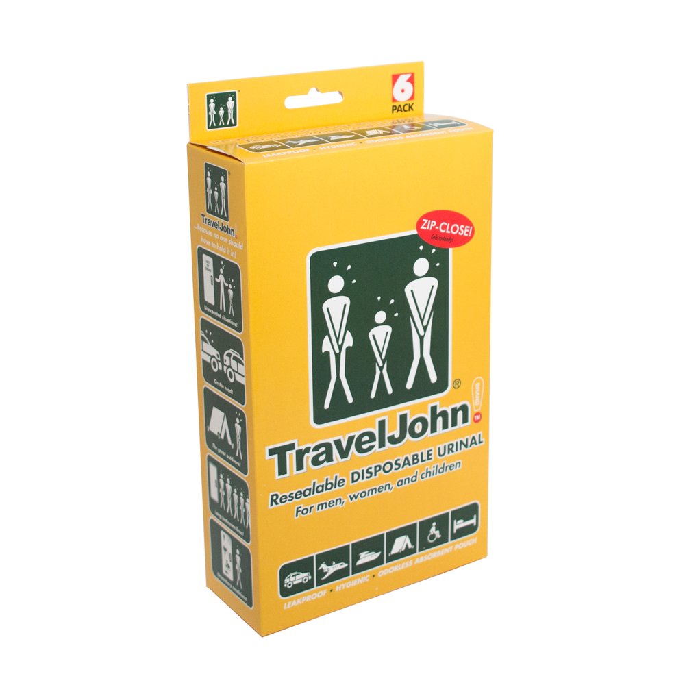 TravelJohn Resealable Disposable Urinal (TJ1N) 6 Pack