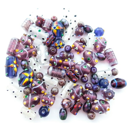 Glass Beads for Jewelry Making for Adults 120-140 Pieces Lampwork Murano Loose Beads for DIY and Fashion Designs – Wholesale Jewelry Craft Supplies (Purple Combo - 10 oz)