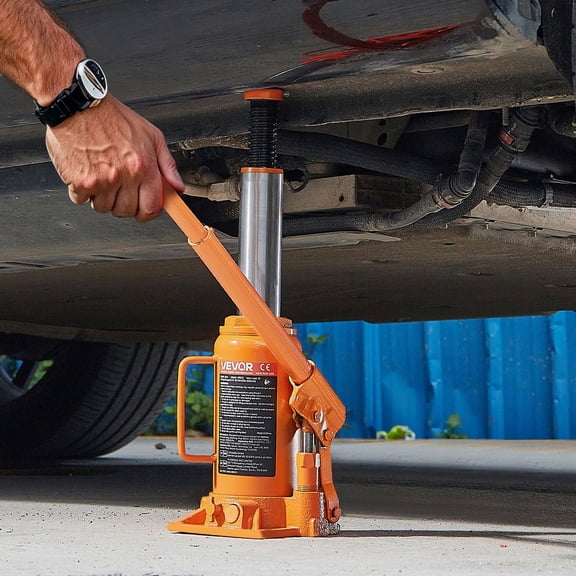 CAFORKP 12 Ton Capacity Welded Bottle Jack for Car, SUV, Pickup & Farm Equipment - 8.1 to 15.7 Inch Lifting Range, Orange