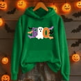 thumbnail image 2 of Women's Fashion Hoodies & Sweatshirts Boo Hoodies Halloween Pullover Sweatshirt Long Sleeve Streetwear Womens Hooded Sweatshirt Dark Green S, 2 of 4