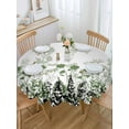 thumbnail image 2 of Round Tablecloth Rustic Field Waterproof Oil Proof Polyester Table Cloth Cover Decor for Home Dining Outdoor,Patio,Parties, 54" Dia. Silhouette Flower Herb Sage Green, 2 of 9