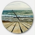 thumbnail image 1 of DesignArt Wooden Pier in Waving Sea Large Wall Clock, 1 of 2