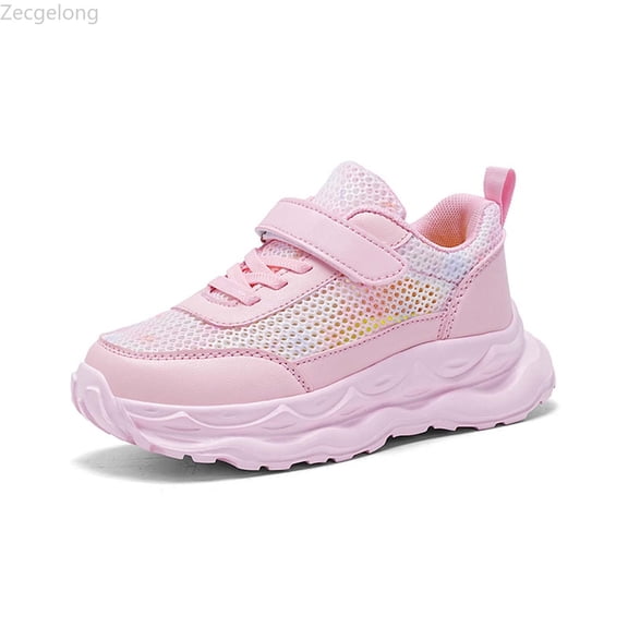 Zecgelong Breathable Mesh Sneakers For Girls With Sparkling Lightweight Comfortable Running Shoes For All Seasons Girls Athletic Shoes Size US:11 Pink