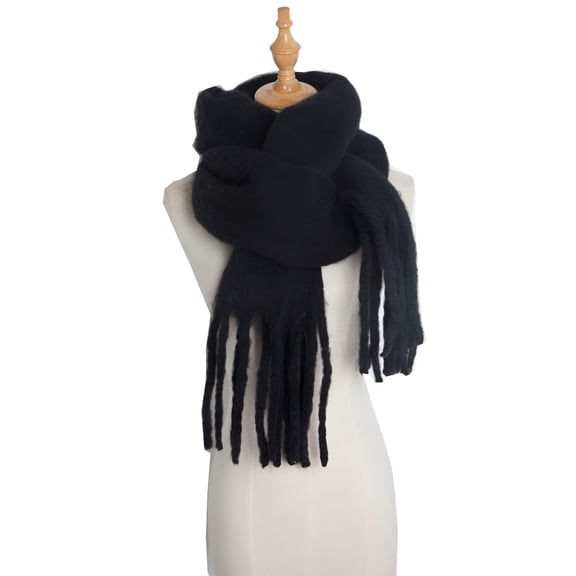 TELOLY Shawl Wraps, Shawl Large Scarf Women's Long Blanket Chunky Oversized Winter Fall Warm Scarf Big Scarves Wrap Shawl Scarves for Women Lightweight, Black