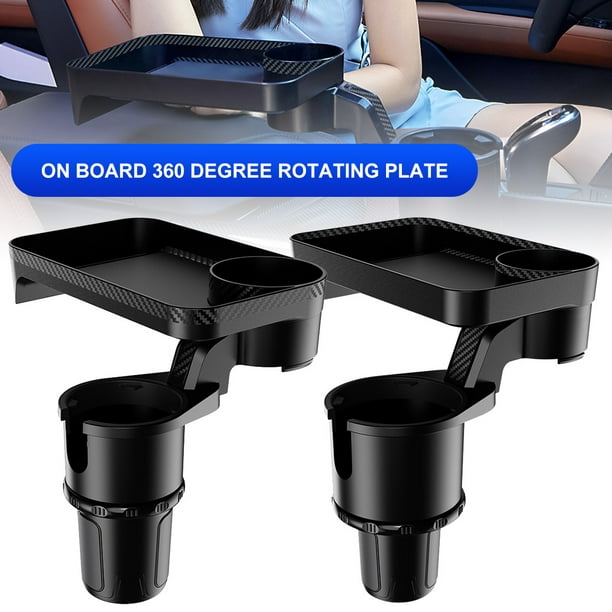 Gpoty Car Cup Holder Expander with Attachable Tray 360° Rotating