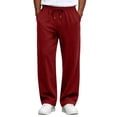 thumbnail image 2 of Domuza Sweatpants for Men Loose Fit Joggers Straight Wide Leg Lounge Pants Drawstring Elastic Waist Sweat Pants with Pockets, 2 of 7