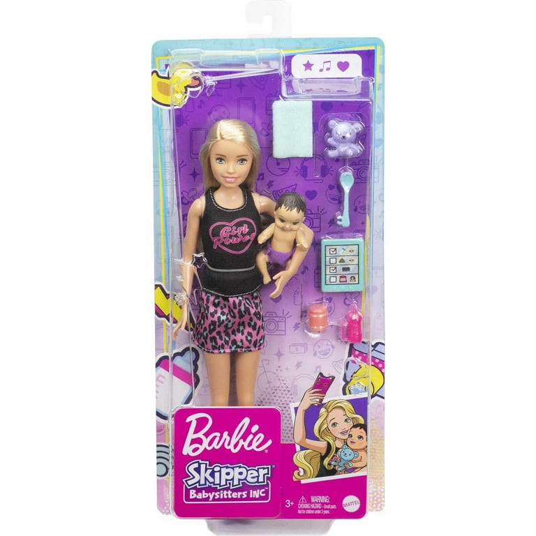 Barbie Skipper Babysitters Inc Set with Blonde Doll in Girl Power