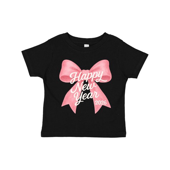 Inktastic Happy New Year 2026 Pink Bow Boys or Girls Toddler T-Shirt