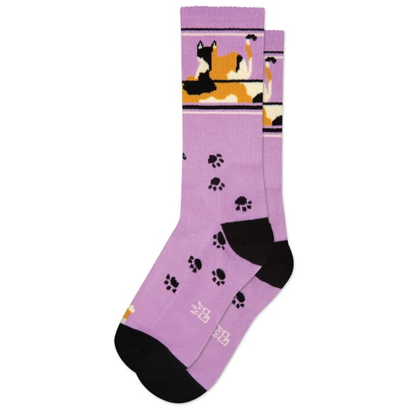 Lounging Calico Cat, Gumball Poodle Collection Casual Socks For Men, Women and Teens, Cat Lover Novelty Gift Socks ( Made in the USA )