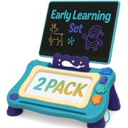 2-Pack Magnetic Drawing Board & LCD Tablet for Kids – Educational Doodle & Writing Set for Toddlers and Preschoolers, Mess-Free Learning Toy Gift for Ages 1–5 Boys & Girls