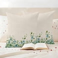 thumbnail image 3 of Spring Blue Flower Pillow Covers 2 Pack Country Watercolor Blue Floral Green Leaf Linen Pillowcase Waterproof Outdoor Throw Pillow Cover for Patio Garden Square Cushion 18”x18”, 3 of 9