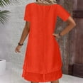 thumbnail image 7 of ClodeEU Women's V Neck Short Sleeve Linen Blend Swing Dress,Casual Loose Tunic Midi Dress Red,Women's Plus L, 7 of 7