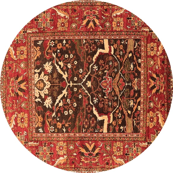 Ahgly Company Indoor Round Oriental Orange Industrial Area Rugs, 5' Round
