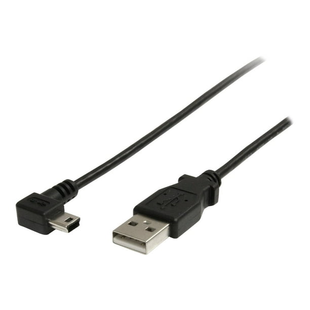 StarTech.com USB Angle Mini (m) Câble vers USB à Droit - USB 2.0 A vers Mini B à Angle Droit - Noir - Câble Mini USB (USB2HABM3RA) - Câble USB - USB vers mini-USB Type B (M) - Connecteur à Angle Droit - Noir - pour P/N: ST7C51224, ST7C51224EU, St7cu3512d, Sv