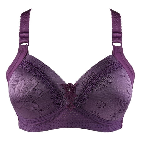 

SOOMLON Bras for Women Plus Size Fashion Wire Free Bra Everyday Bra Push Up Bralette Female Lingerie Purple XL