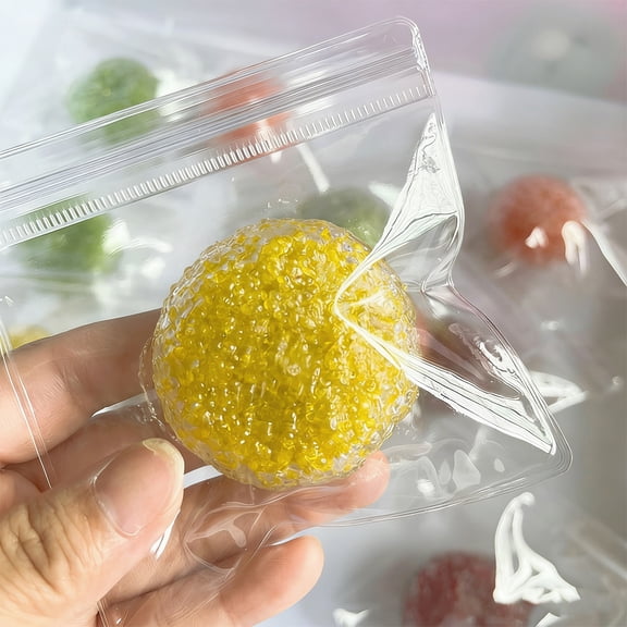 Eolstice Squeezable Stress Relieving Toys, Moldable Sensory Beads, Handmade Stress Ball for Fidgeting, Helps with Focus, Anxiety, and Office Desk Relaxation(Yellow)