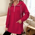 thumbnail image 4 of Horkkom Quarter Zip Pullover Women Casual Tunic Drawstring Tops Fashion Solid Color Comfort Hoodie with Pockets M, 4 of 7