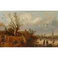 thumbnail image 3 of Esaias van de Velde 14x11 Black Modern Framed Museum Art Print Titled - Cottages and Frozen River (1629), 3 of 5