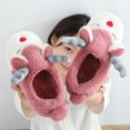 thumbnail image 4 of Closed Back Slippers Thickened Non-skid Cute 3D Elk Winter Slides Fluffy Sandals, 4 of 10