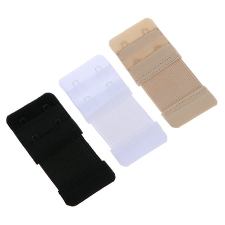 

3pcs Women s Elastic Bra Lingerie Extenders 2-Hooks 2 Rows Extension Straps in Different Colors (Black & White & Nude)
