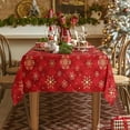 thumbnail image 4 of Gold Snowflake & Red Buffalo Plaid Christmas Tablecloths, 60 x 84 Inch, Waterproof Table Cover for Kitchen, Dining, Holiday, 4 of 6