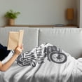 thumbnail image 3 of Saying Soft Flannel Fleece Throw Blanket, Wild and Free Theme with Greyscale Mountains and Motorcycle Wanderlust Summer, Cozy Plush for Indoor and Outdoor Use, 50" x 70", White and Grey, by Ambesonne, 3 of 5