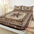 thumbnail image 3 of Manfei Western Texas Stars Bed Sheets Set Full Size, Brown Damask Bed Sheets Full, Vintage Bohomian Bedding Full Size, Super Cozy Room Decor, 4pcs, 3 of 7