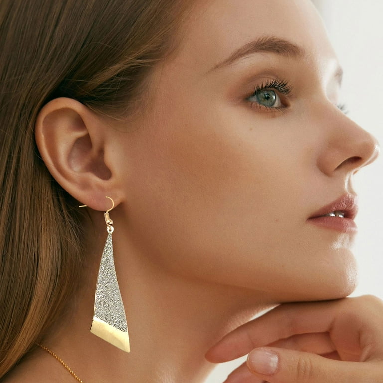 Gyouwnll A Pair Of Fashion Earrings Long Triangle Frosted Earrings Thin Face Fairy Jewelry Fashion Go With Everything