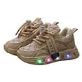 thumbnail image 5 of Cathalem Girls' Sneakers Toddler Boys Girls Light Up Shoes LED Flashing Lightweight Mesh Breathable Adorable Running Sneakers (Khaki,11.5), 5 of 6