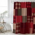 thumbnail image 6 of Red Gingham Shower Curtain Set - 72" x 78" Washable Bathtub Curtain with 12 Hooks, Abstract Buffalo Plaid Solid Color Patchwork Waterproof Fabric Stall Shower Curtains for Bathroom/Bathtub Décor, 6 of 8