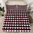thumbnail image 2 of Homewish Chic Love Heart Bed Sheets for Kids, Black Pink King Sheets, Fashion Cartoon Style Sheet Set, Lightweight Room Decor, 4pcs, 2 of 7
