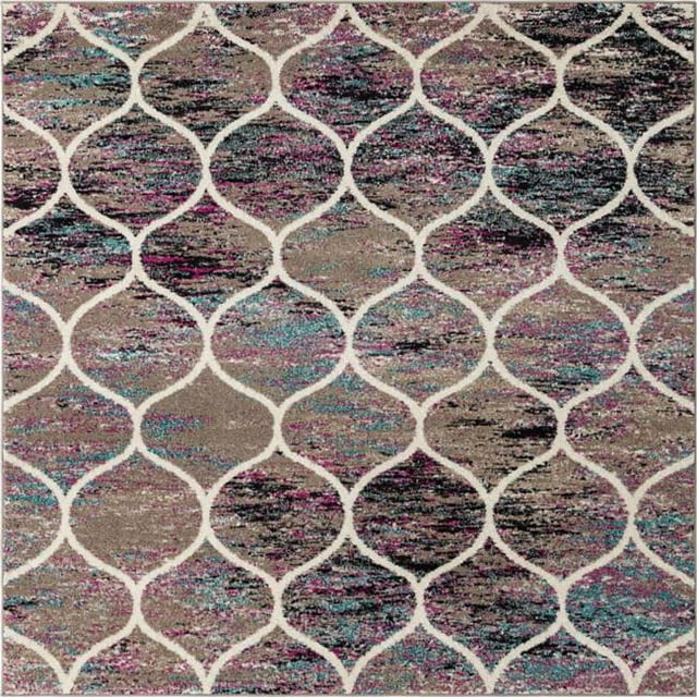 Unique Loom 3151730 7 x 7 ft. Trellis Frieze Rounded Square Area Rug, Multi Color