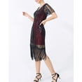 thumbnail image 5 of Fringe Flapper Outfit 1920S Sequined Short Sleeve Tassel Hem Long Dresses, 5 of 6