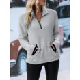 thumbnail image 6 of Cuteduck Women's plush sweatshirt long sleeve half zip pullover Top Winter Fleece hoodie S-2XL, 6 of 7