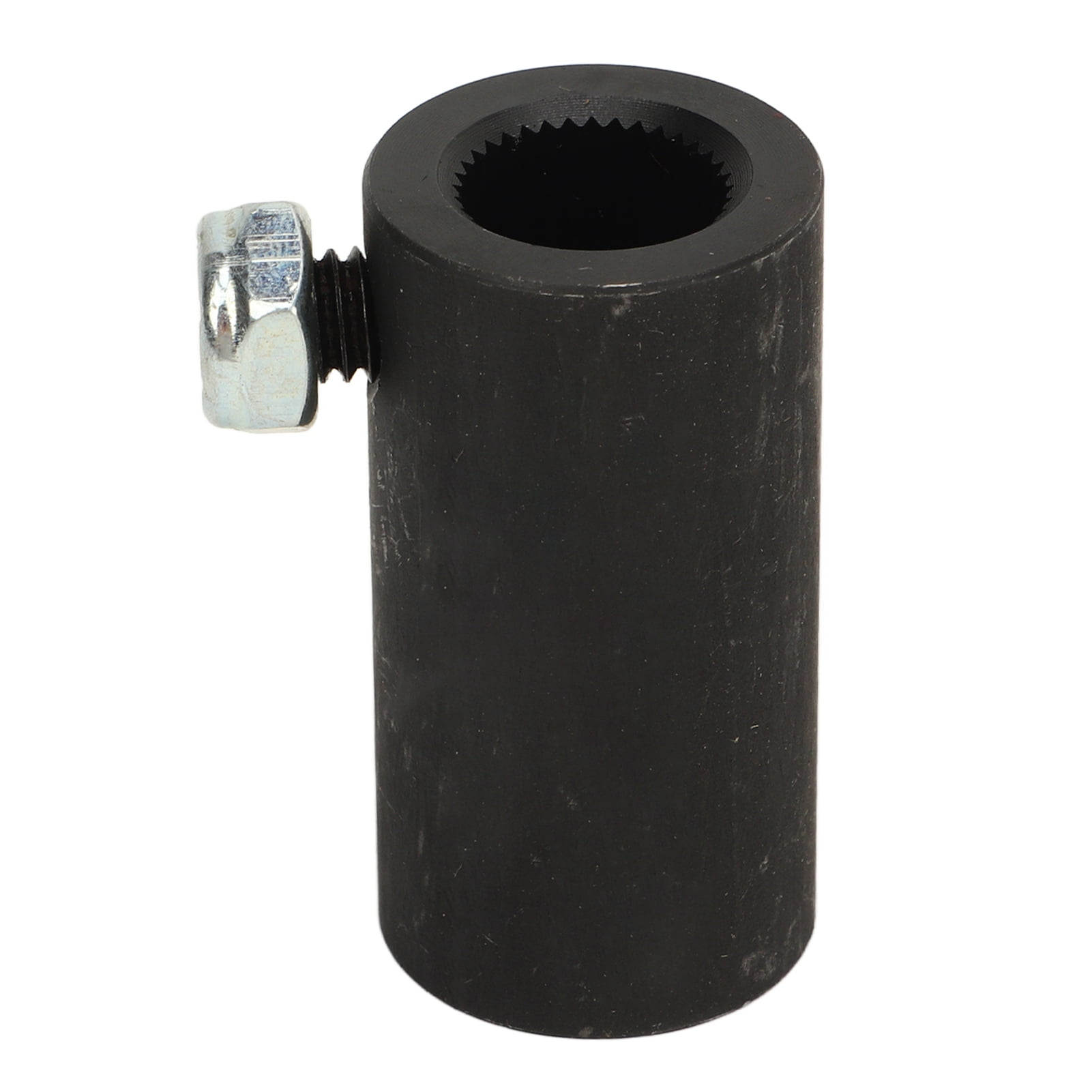 Black Steering Coupler - 9/16-26 Spline To 3/4 Inch Round Shaft, 2 Inch Long, For GM & Mustang II Racks
