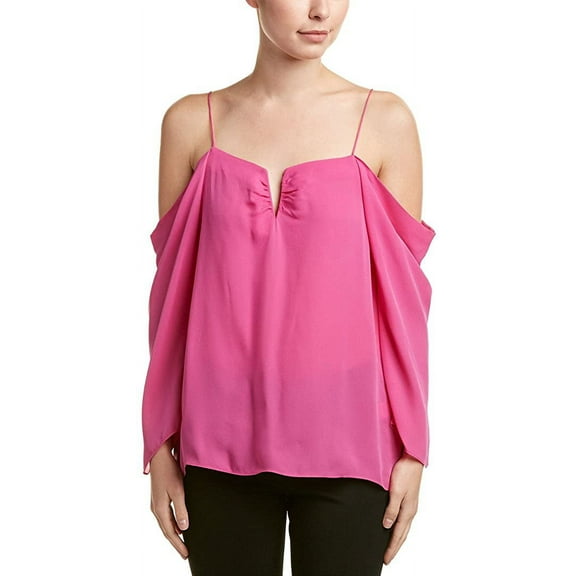 Nicole Miller Artelier AZALEA Silk Georgette Cold Shoulder Blouse, US Small